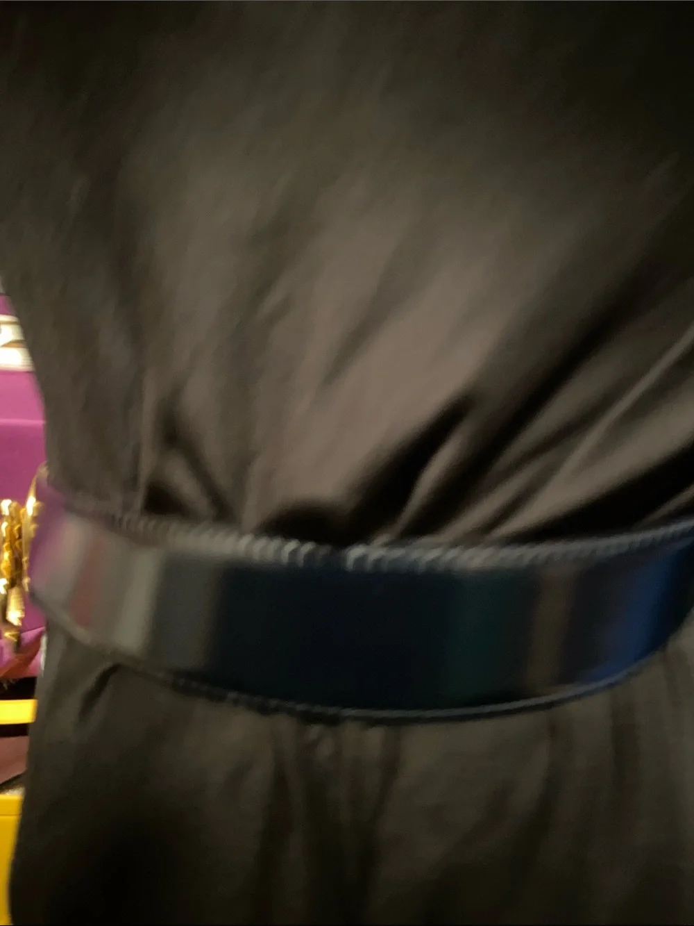 Gold-Tone Heart Lock Navy Leather Belt