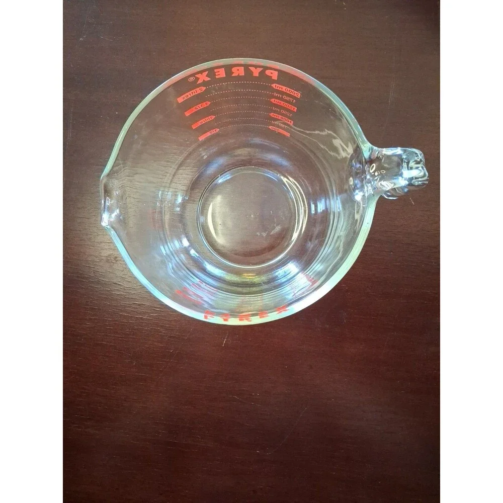 PYREX Glass Liquid Measuring 8 Cup 64 oz 2 Quart Liter Clear Red Letters-USA