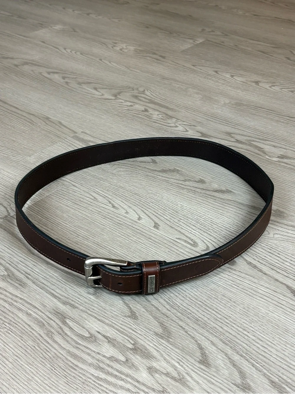 Ted Baker London Black Leather Men's Belt with Silver Buckle