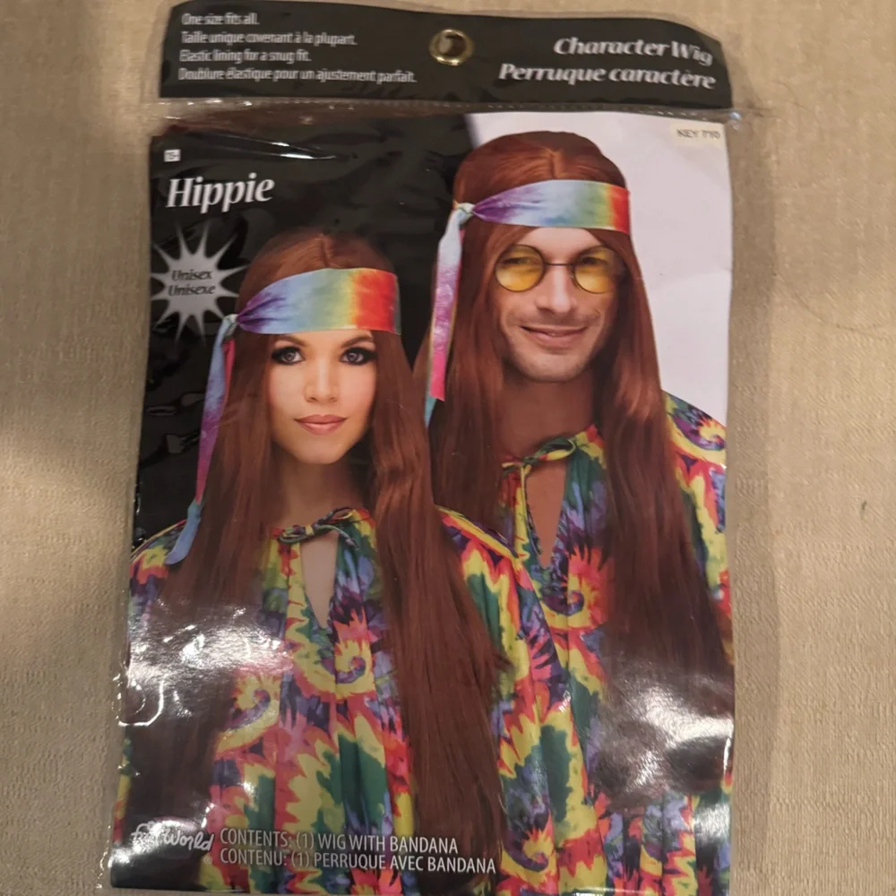 NWT Fun‎ World Unisex Hippie Costume Accessories Set Woodstock Halloween Cosplay