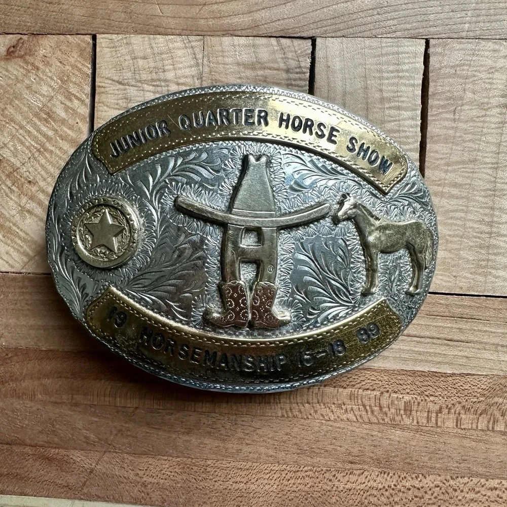 Award Design Medals Junior Quarterhorse Show Belt Buckle 4.2 Inch 1989 Texas