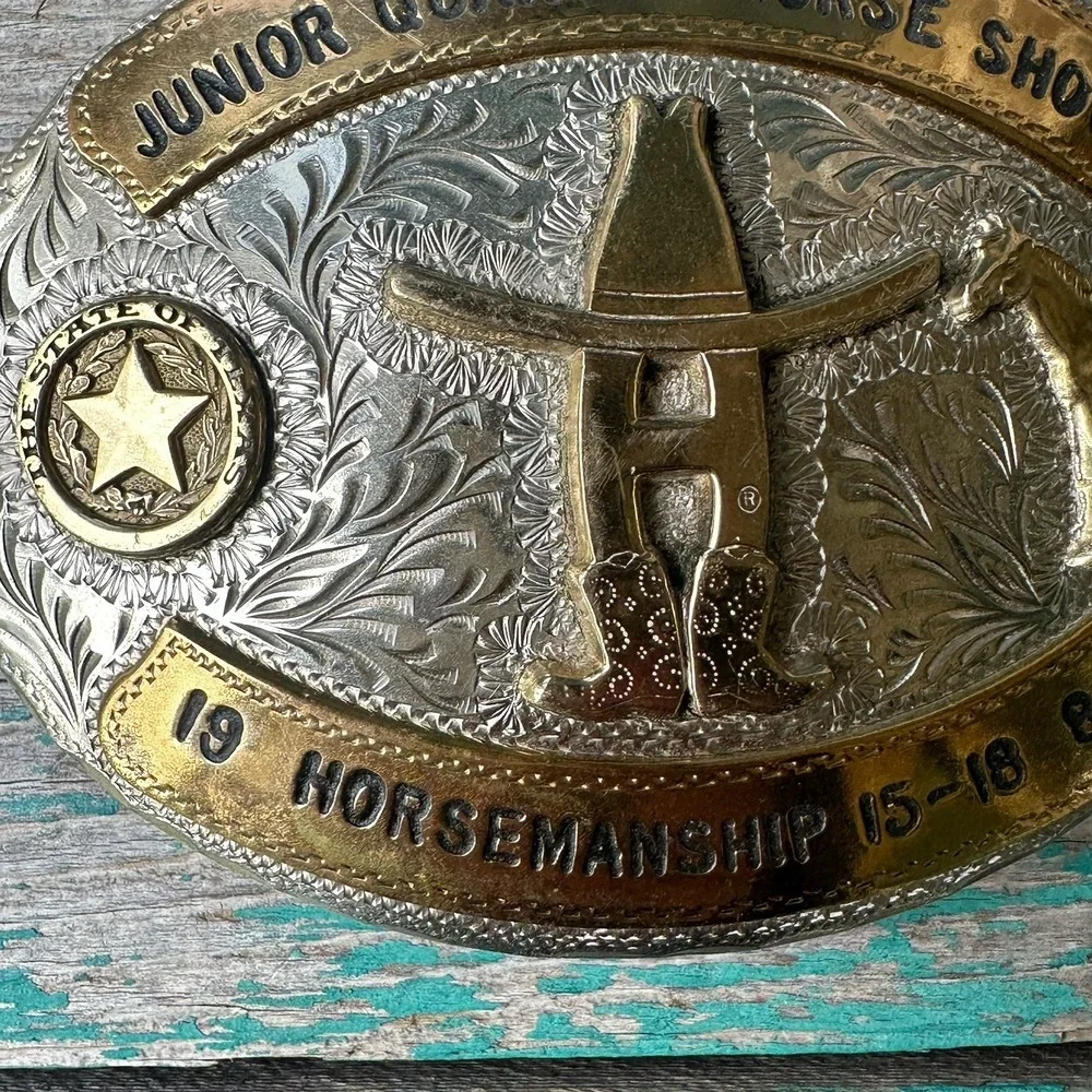 Award Design Medals Junior Quarterhorse Show Belt Buckle 4.2 Inch 1989 Texas