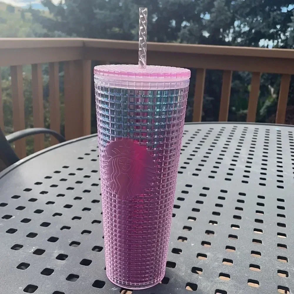 Starbucks Blue & Pink Grid Kaleidoscope 24oz Tumbler