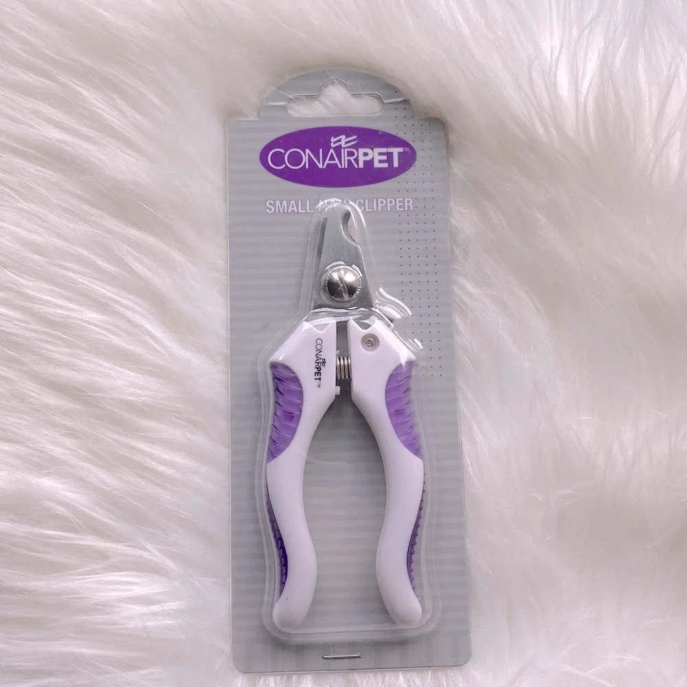 NEW! ConairPET Small Nail Dog and Cat Clipper Ergonomic Handle Purple and White