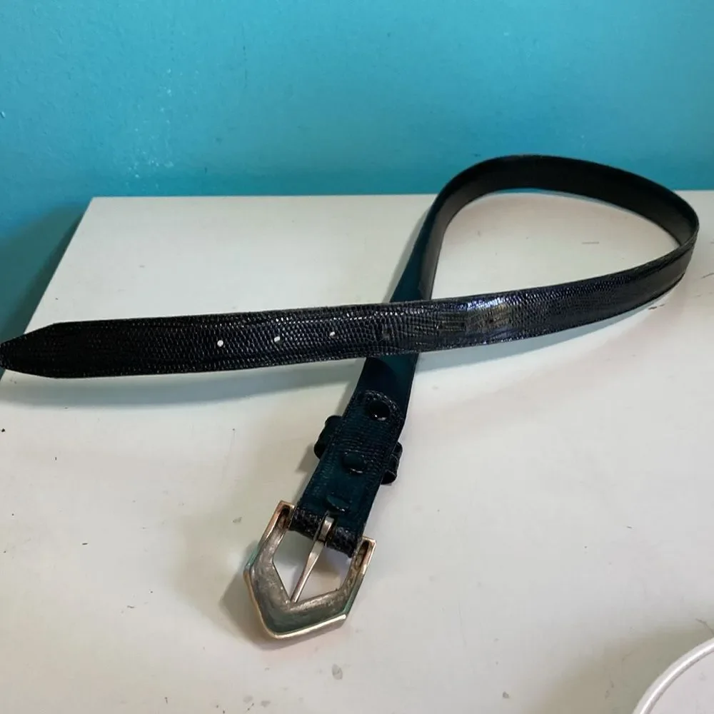Jeff Deegan Designs Vintage Luxury Black Lizard Belt Mens Size 34