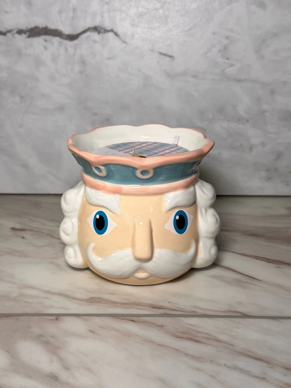 Sand + Fog Nutcracker Head Ceramic Candle Vanilla Snowflake 11.35 oz Christmas