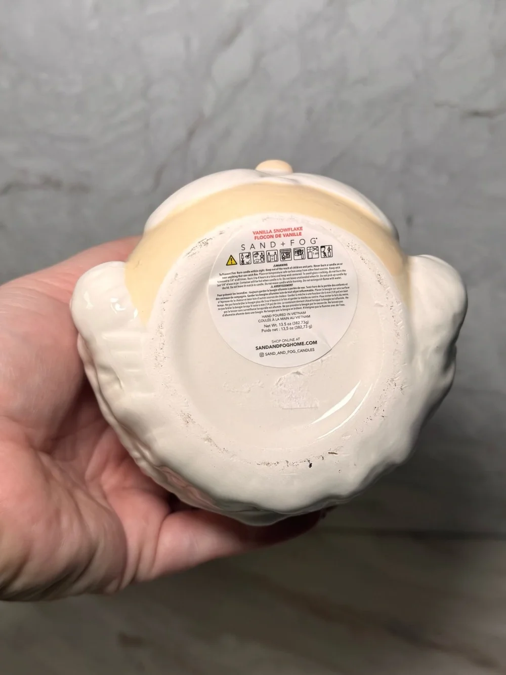 Sand + Fog Nutcracker Head Ceramic Candle Vanilla Snowflake 11.35 oz Christmas