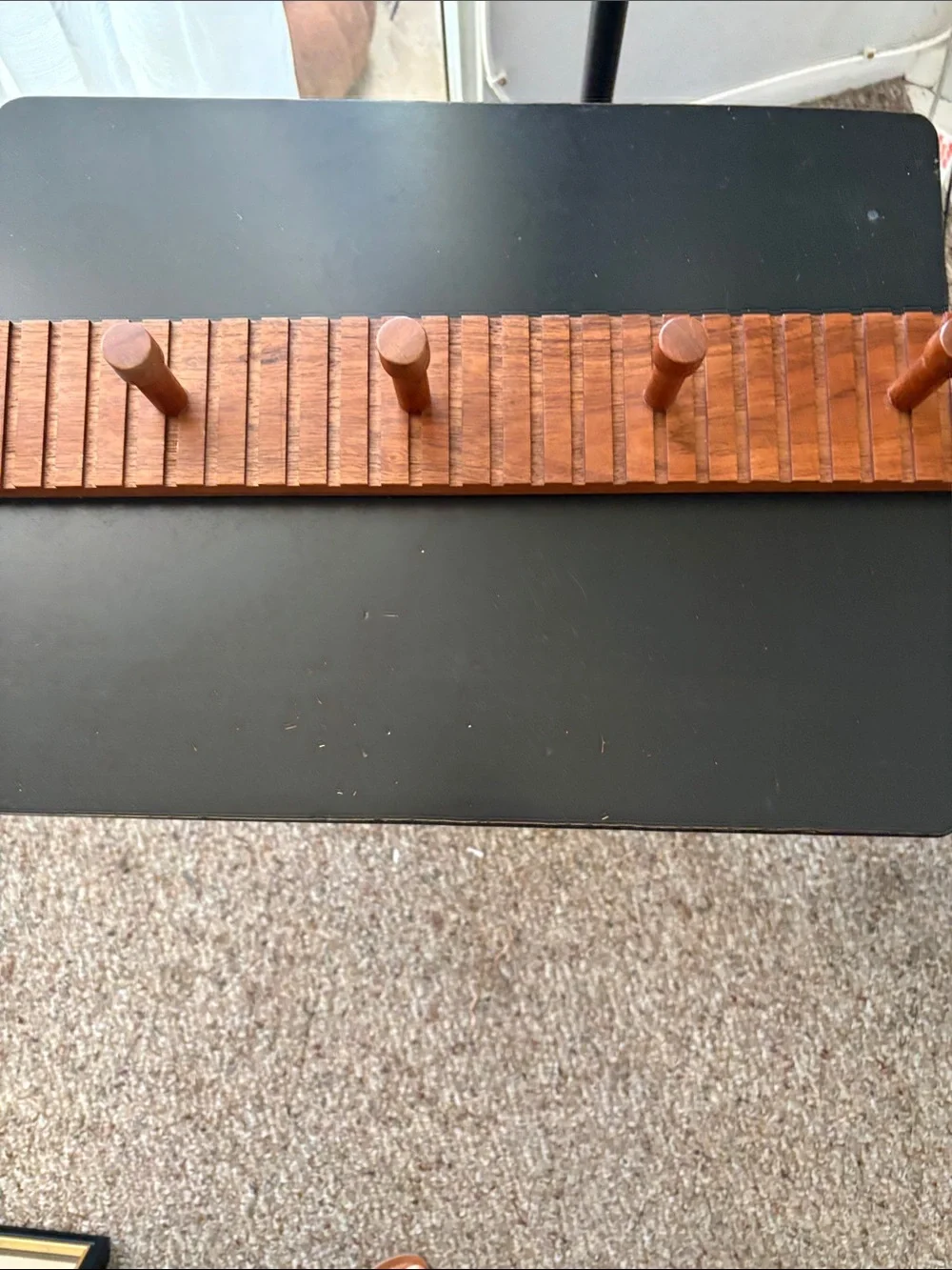 Mid-Century Wooden Peg Wall Rack in Warm Brown 24 inch Hearth and Hand