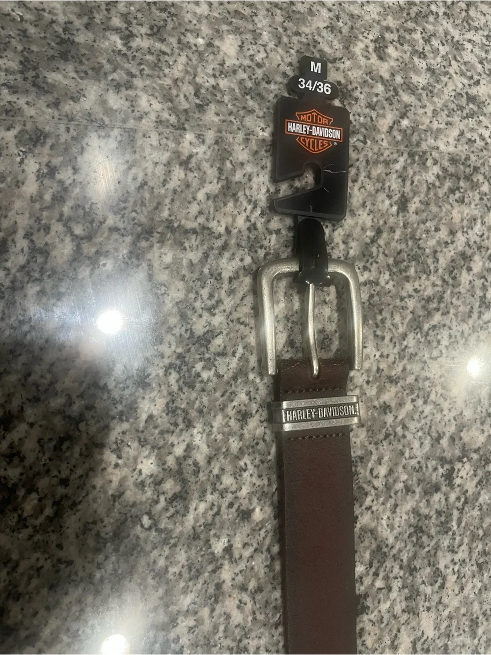 Harley-Davidson Dark Brown Leather Belt with Silver Buckle
