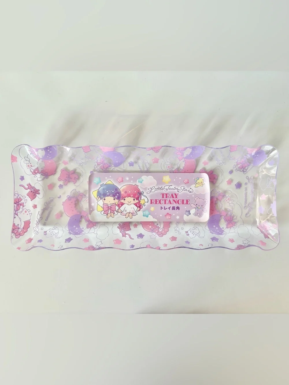 Little Twin Stars Kiki and Lala Clear Rectangle Makeup Trinket Desk Tray NWT