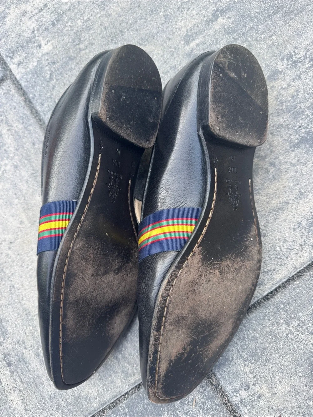 Paul Stuart Herve Ribbon Band Black Leather Loafer. Size 10 1/2.