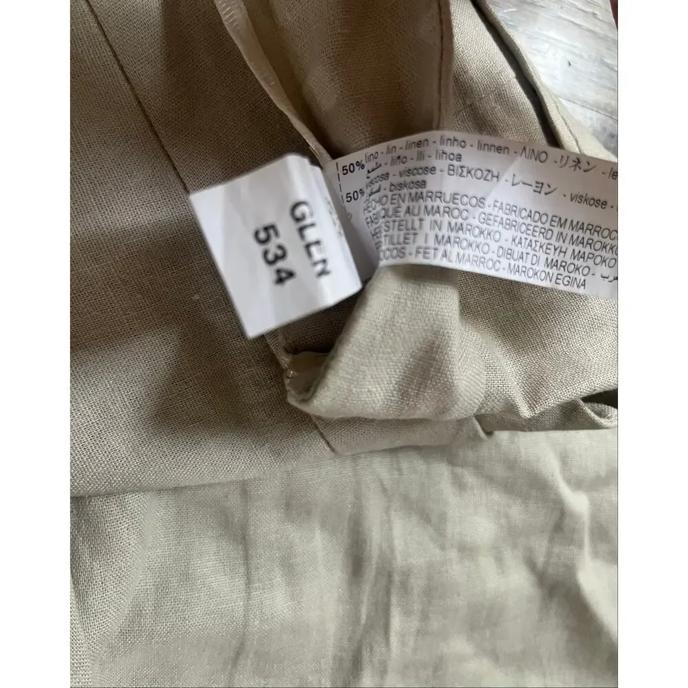 Zara women’s linen blend wide pants Sz. XS cream beige