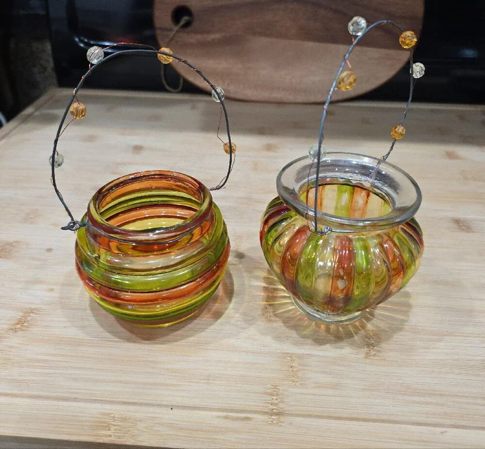 Vtg. Source Unknown Green and Orange, Appeare To Be Hand-painted