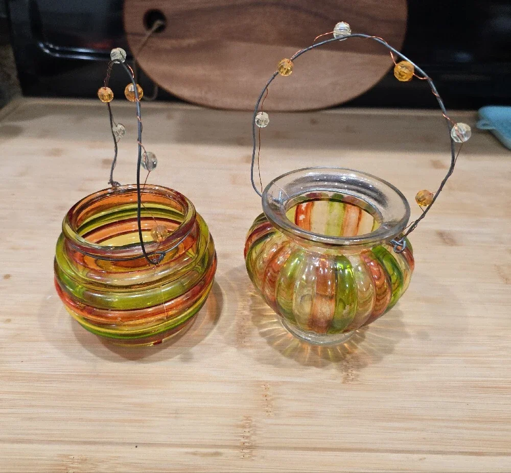 Vtg. Source Unknown Green and Orange, Appeare To Be Hand-painted