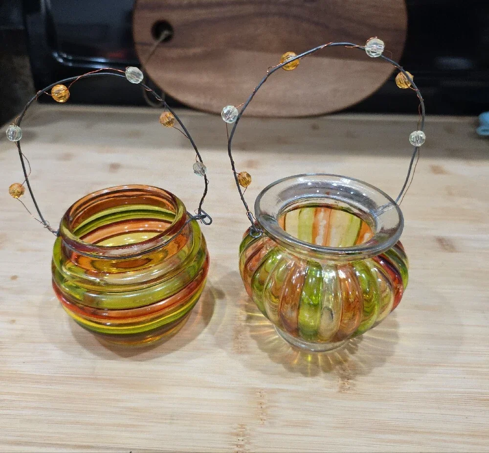 Vtg. Source Unknown Green and Orange, Appeare To Be Hand-painted
