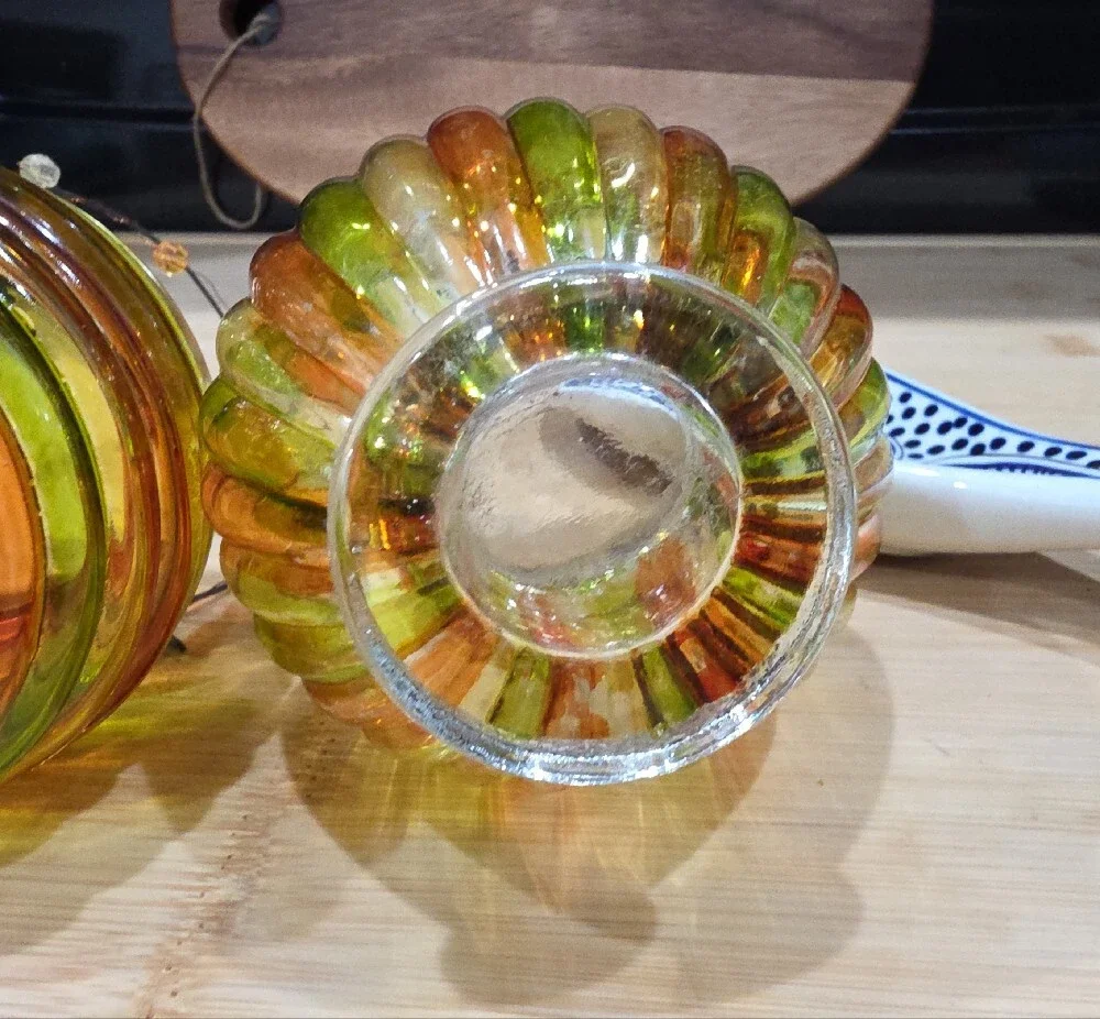 Vtg. Source Unknown Green and Orange, Appeare To Be Hand-painted
