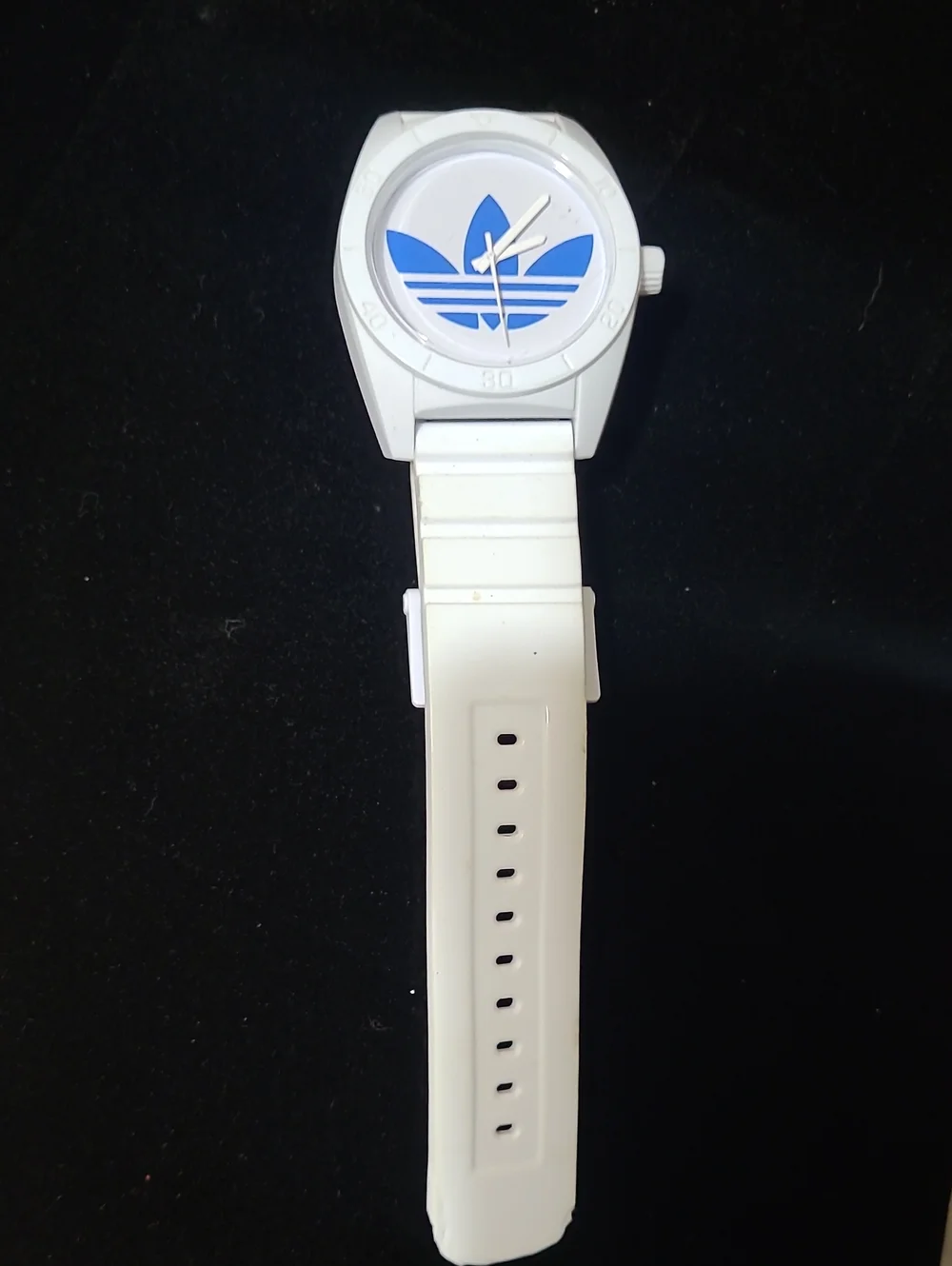 adidas Santiago White Watch with Blue Trefoil Dial