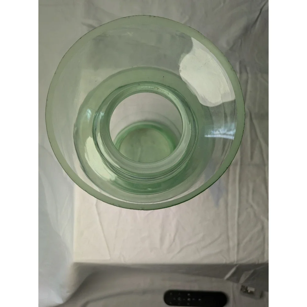 Vintage Large Sage Green Hand Blown Glass Vase Flared Rim 10.5 Inch Floor Vase