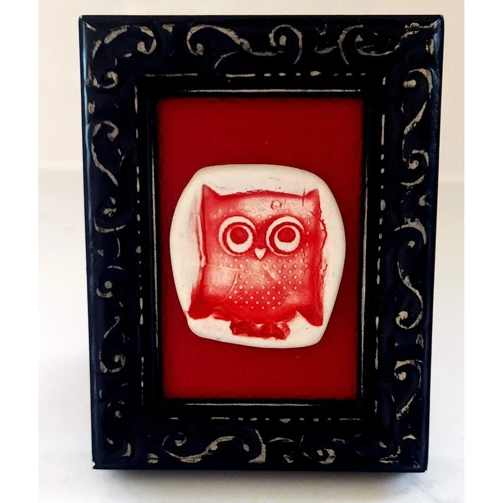 From The Heart‎ Pottery Black Frame Red Owl