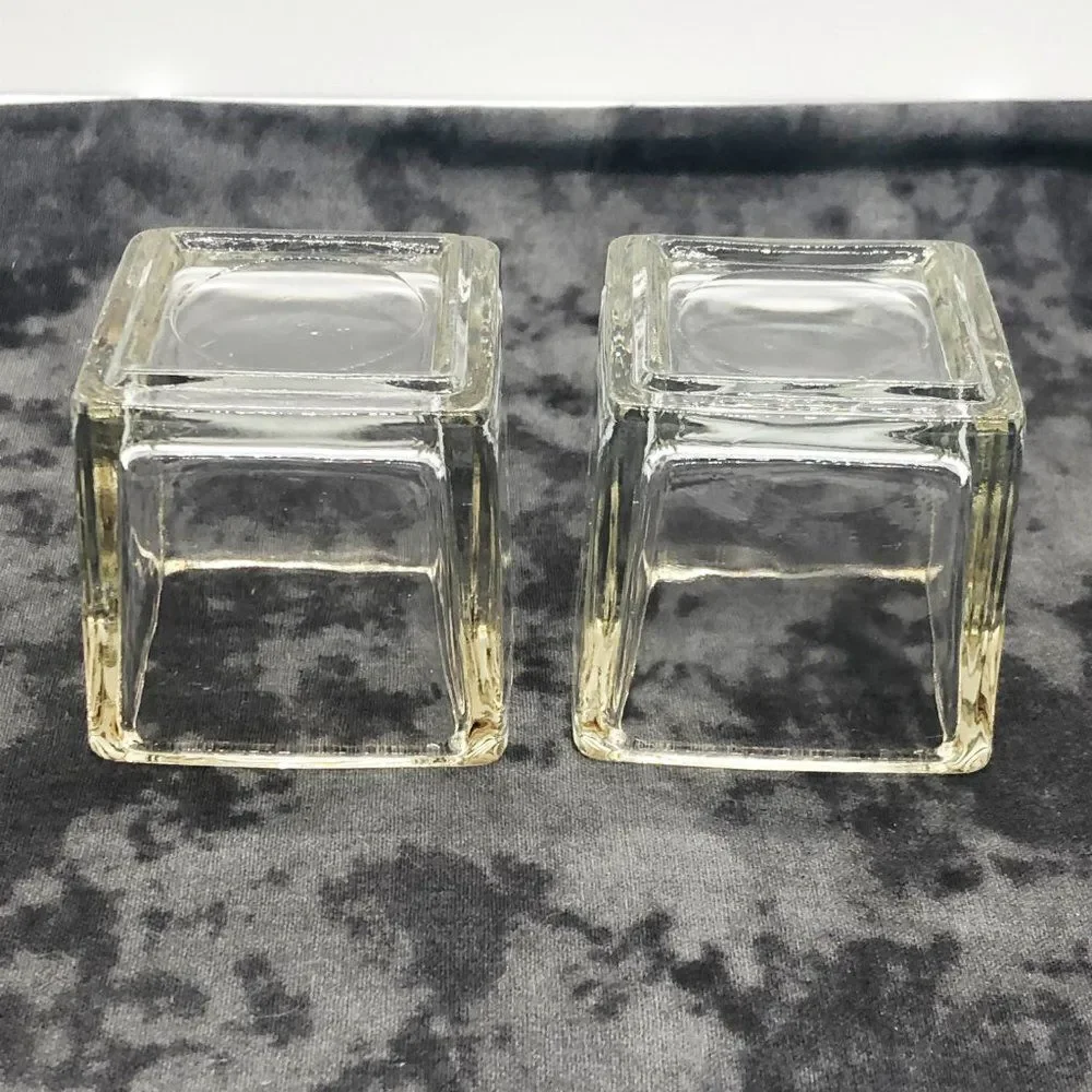 🔮 5/$25‎ Vintage Glass Square Candle/Matchstick Holders