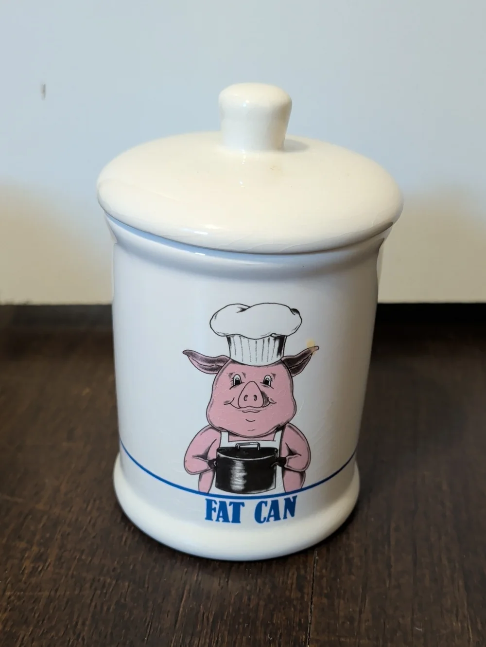 Vintage 1989 Bandwagon Fat Can Ceramic Kitchen Canister