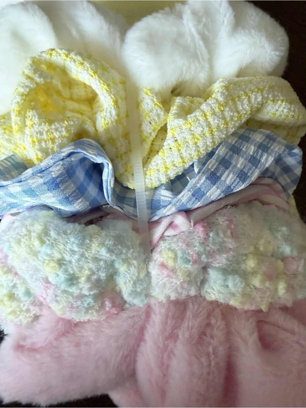 Piper K Easter Bunny Scrunchie Set Pastel Plush Hair Ties - NWT