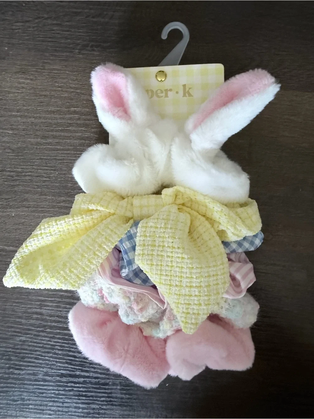 Piper K Easter Bunny Scrunchie Set Pastel Plush Hair Ties - NWT