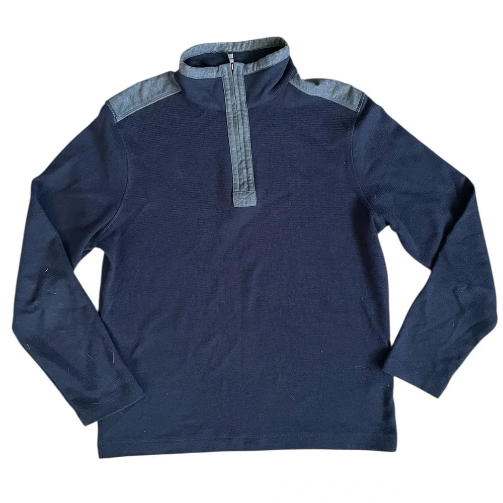 Banana Republic Men’s Sweater Quarter Zip Pullover Cotton Navy Blue Size Large