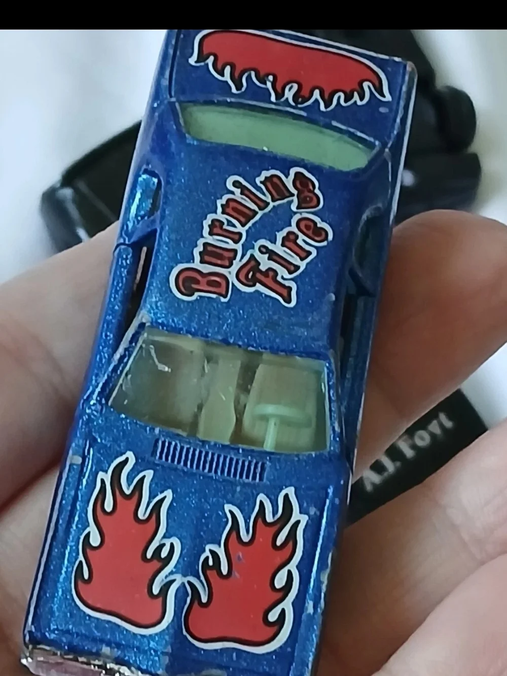 1:64 Yatming 1057 Blue Plymouth Duster Burning Fire-Doors Open Demon Mopar Nice!