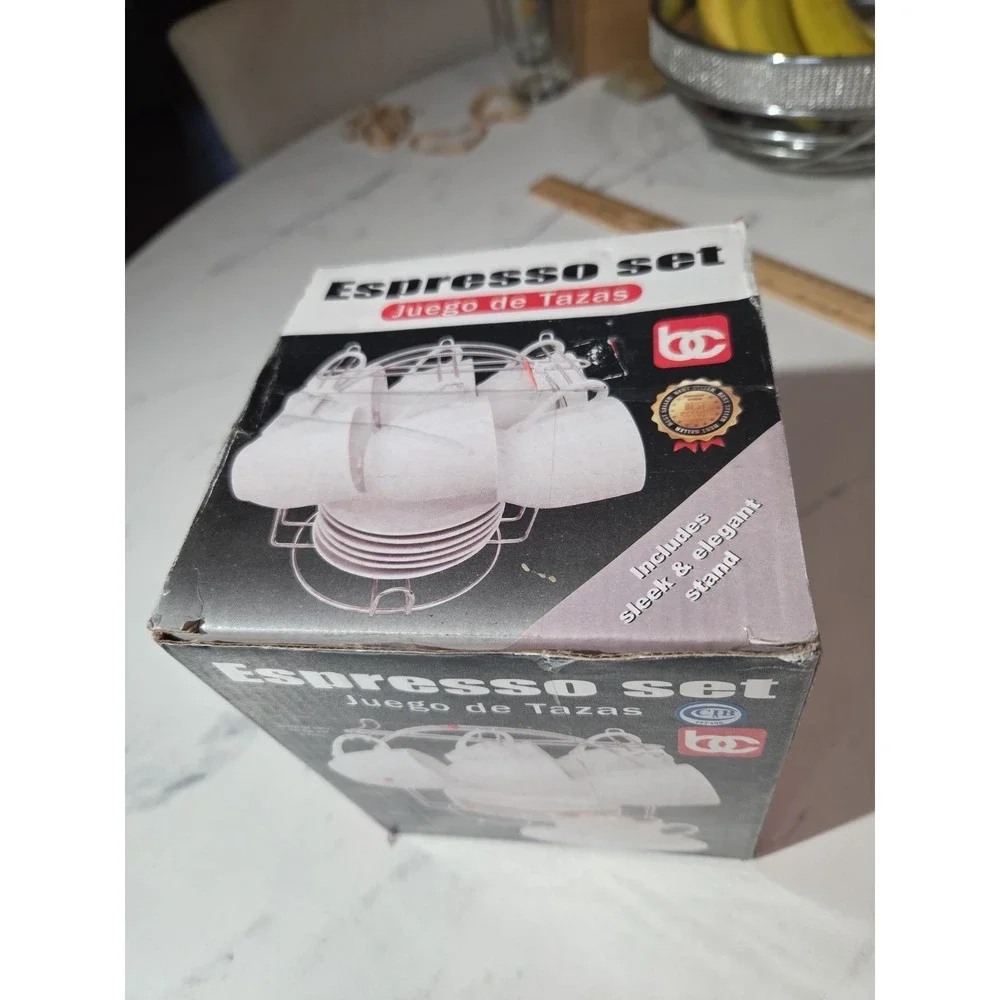 BC Service For 6 Espresso Set. Cups, Saucers, And Display/Storage Stand. 4oz...