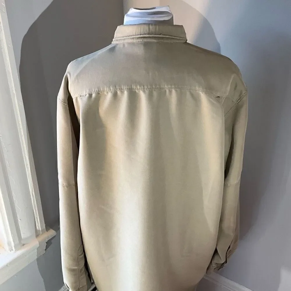 Men’s The North Face Button Down Utility Oxford Shirt Shacket, khaki, XL