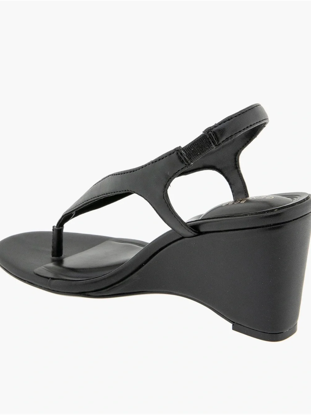 BCBGeneration Black Wedge Thong Slingback Sandals