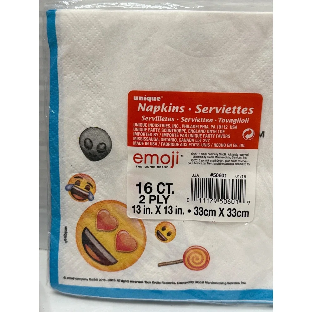 Unique Emoji The Iconic Brand Party Supplies Set 8ct Plates 16ct Napkins NEW