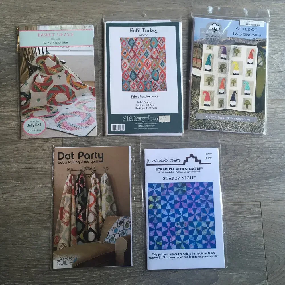 Quilt Sewing Pattern SET OF 5 Scrappy Cottage Geometric Fat Quarter NEW UNCUT