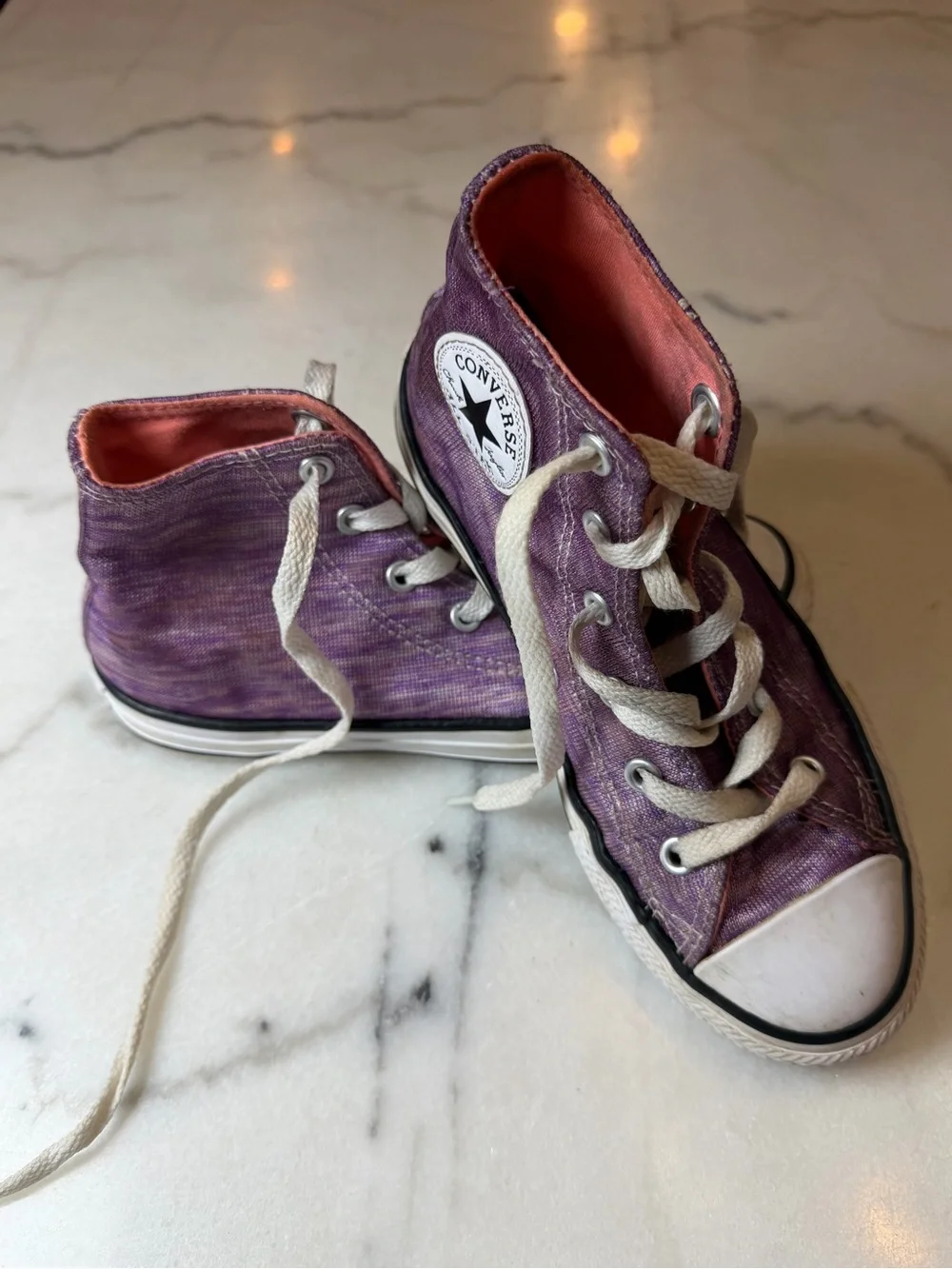 Converse Purple High Top Sneakers with Pink Lining