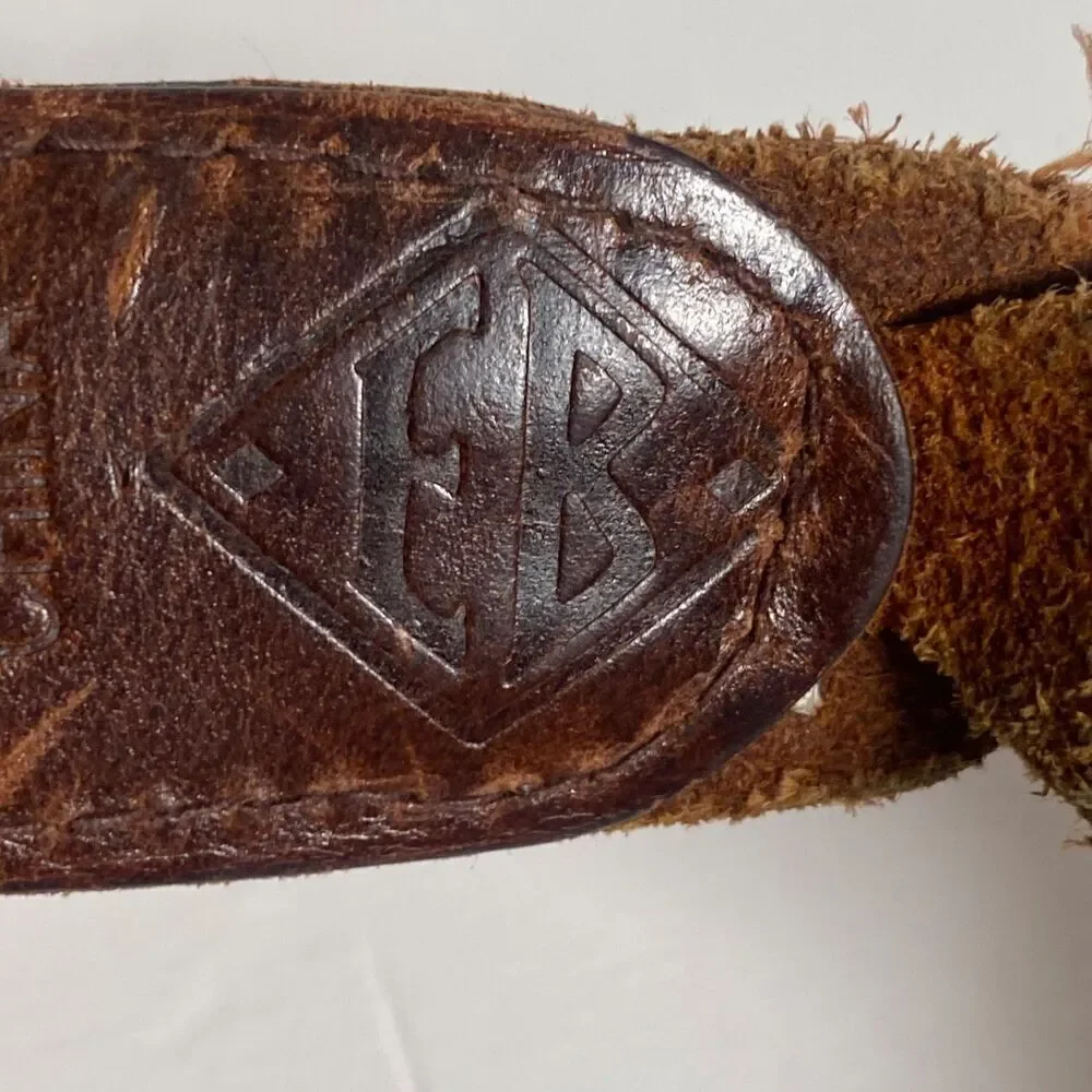 Eddie Bauer Brown Leather Interlocking Belt Solid Brass Buckle Size 42 Vintage