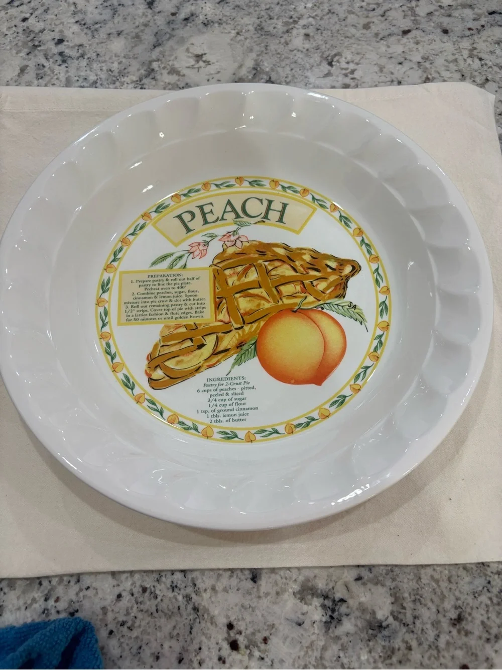 Vintage Himark The Golden Pie Collection Ceramic Peach Pie Recipe Plate 10.5