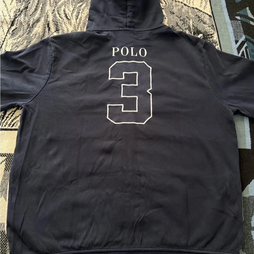 Polo Ralph Lauren Royal Crest #3 Big Pony Embroidered Blue/White/Grey Zip Hoodie
