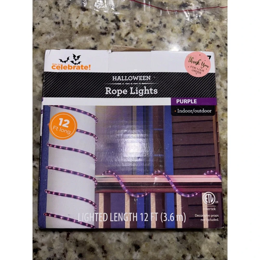 12ft Purple Rope‎ Lights Indoor/Outdoor NIB. 2519
