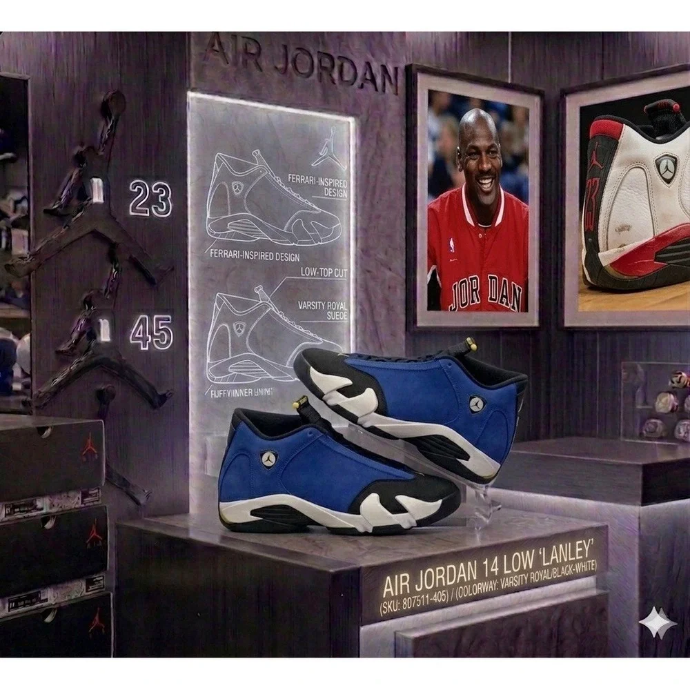 Jordan 14 Retro Low Laney (2015) 807511-405‎ Size 10.5 With OG Box