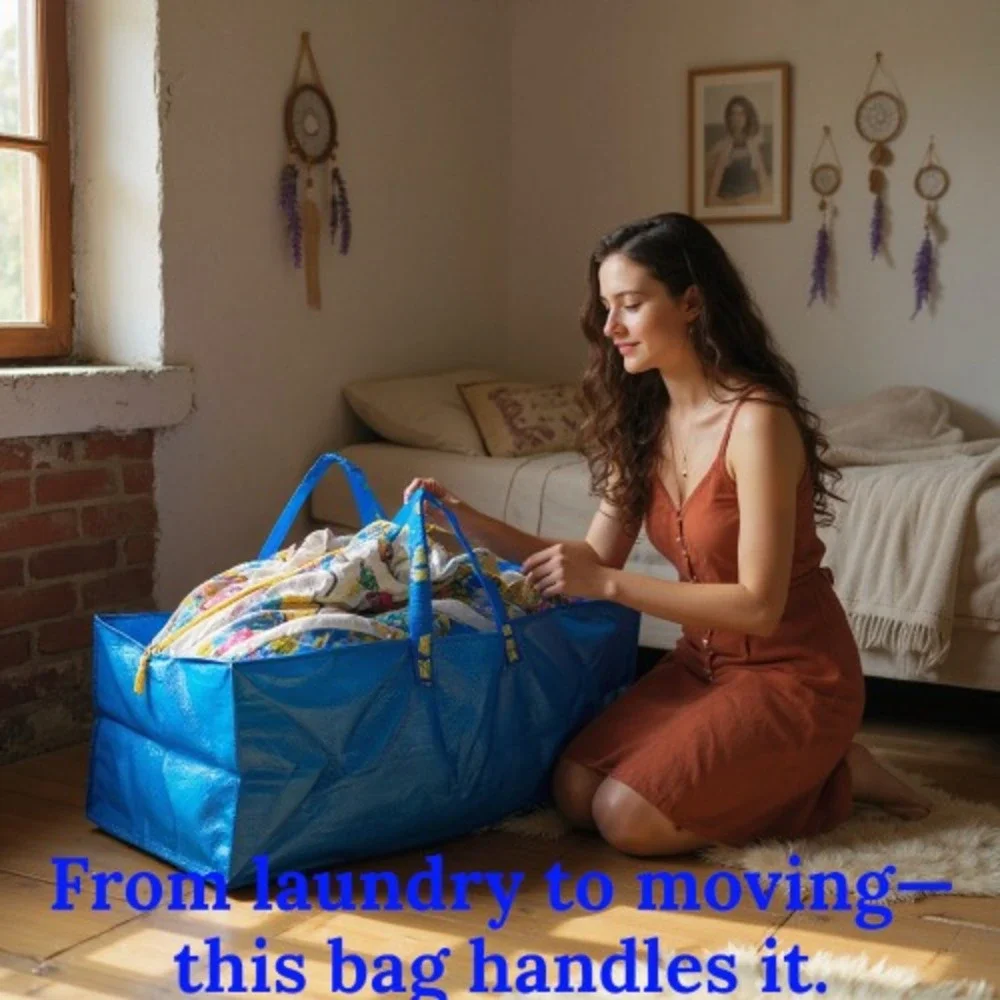 IKEA FRAKTA Blue Storage Bag – 20 Gallon, Reusable with Zipper & Dual‎ Handles
