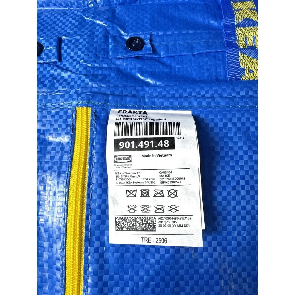 IKEA FRAKTA Blue Storage Bag – 20 Gallon, Reusable with Zipper & Dual‎ Handles