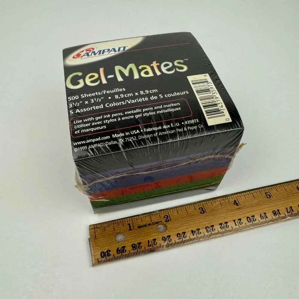 Vtg 1999 Sealed‎ Ampad Gel Mates 500 Sheets Cube Note Pad 5 Diff Colors Y2K READ