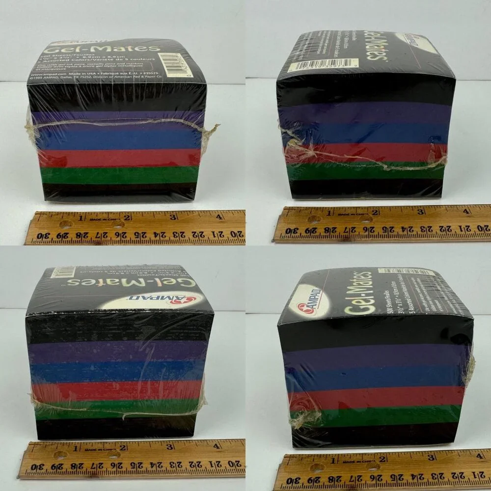 Vtg 1999 Sealed‎ Ampad Gel Mates 500 Sheets Cube Note Pad 5 Diff Colors Y2K READ