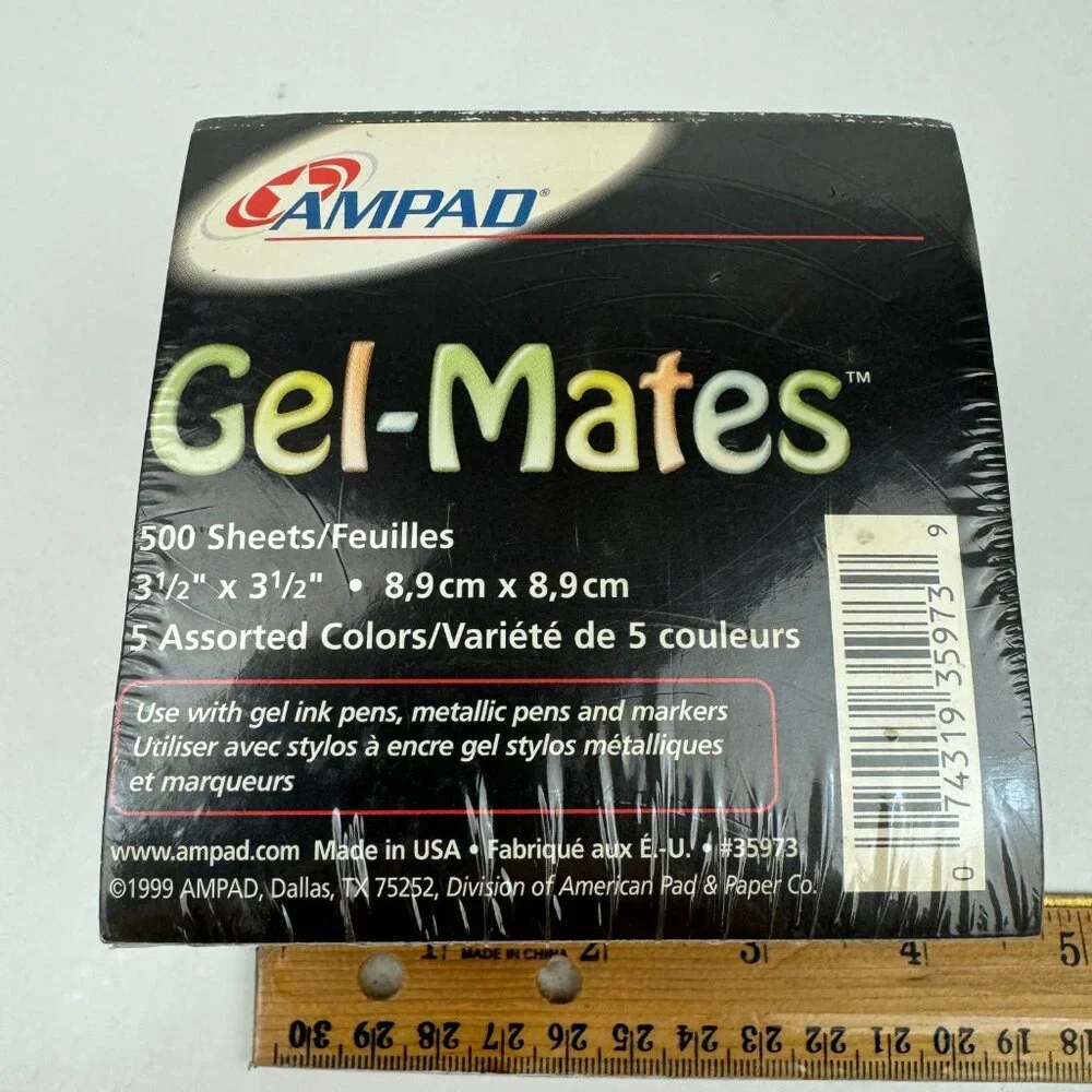 Vtg 1999 Sealed‎ Ampad Gel Mates 500 Sheets Cube Note Pad 5 Diff Colors Y2K READ