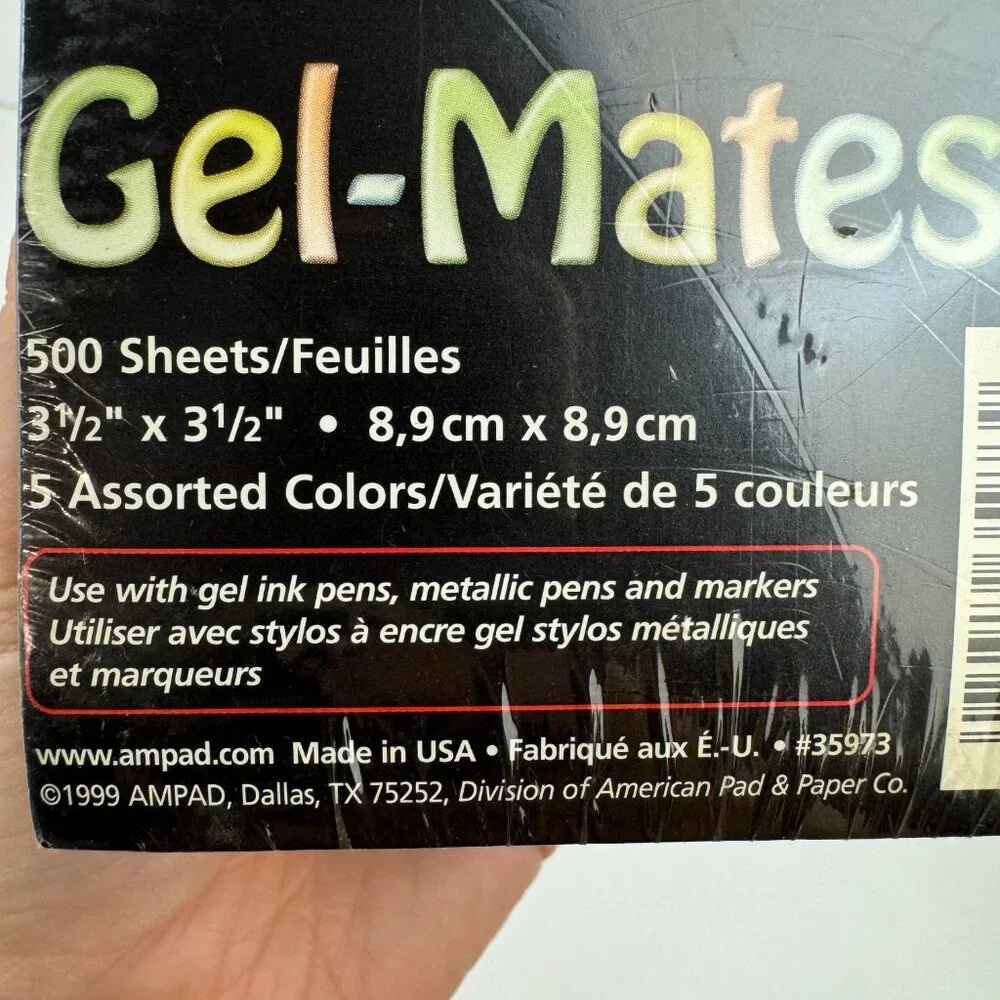 Vtg 1999 Sealed‎ Ampad Gel Mates 500 Sheets Cube Note Pad 5 Diff Colors Y2K READ