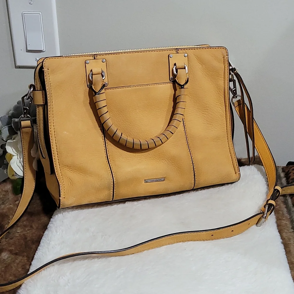 Rebecca Minkoff Mustard Yellow Satchel with Wrapped Top Handle