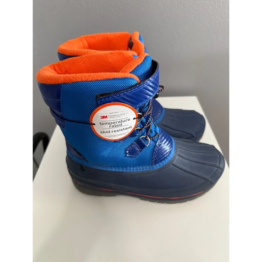 Wonder Nation Snow Boots Kids Size 4 Blue Orange  3M Thinsulate Water Resistant
