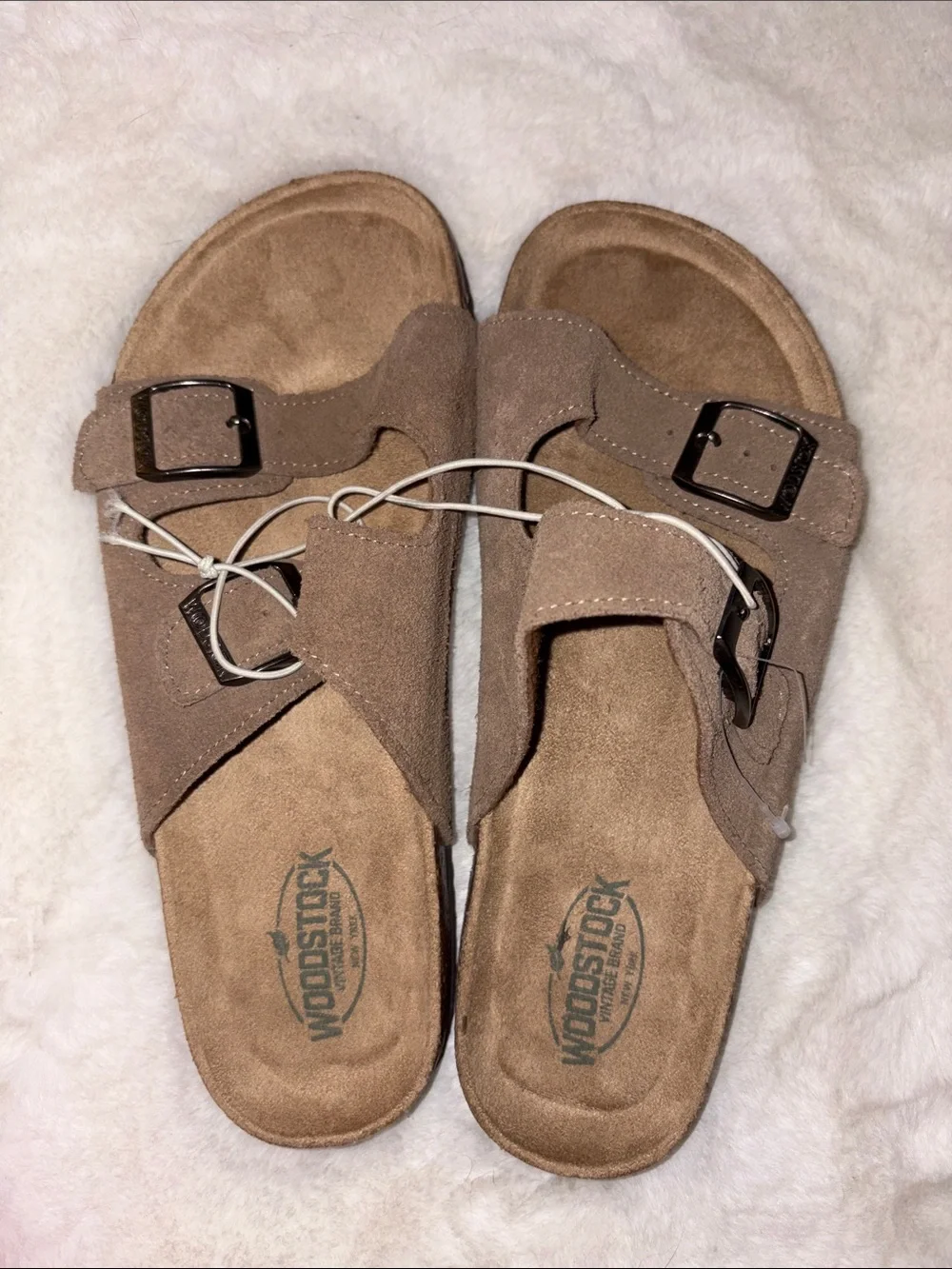 Woodstock Suede Sandals Neutral Taupe  Size: 6 unisex