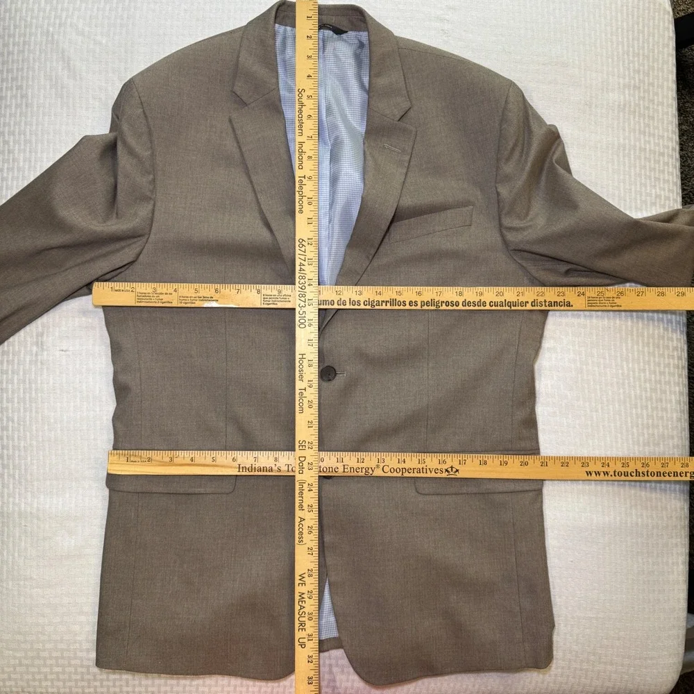 Banana Republic Mens 42L Standard Fit Taupe Herringbone Blazer Sport Coat Jacket